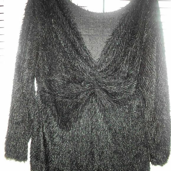 SHEIN CURVE BODYCON CURVY SWEATER DRESS BLACK FUZZY SEXY-WOMENS SIZE 2XL - Picture 3 of 5